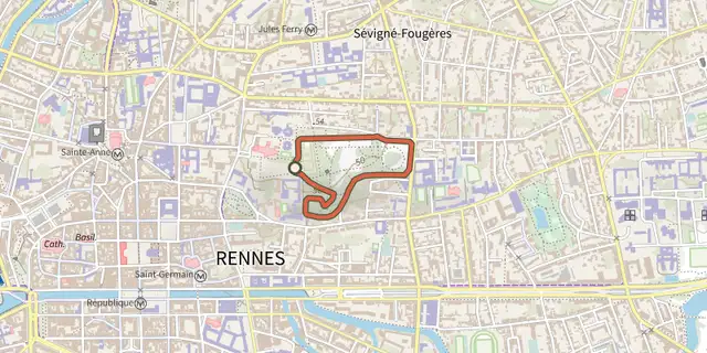 Tracé de Parcours de jogging Thabor sur le Plan IGN