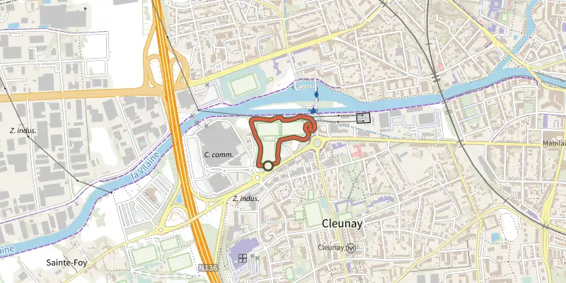 Map of the CRAPA Moulin du Comte track on the IGN map, with the start and numbered waypoints