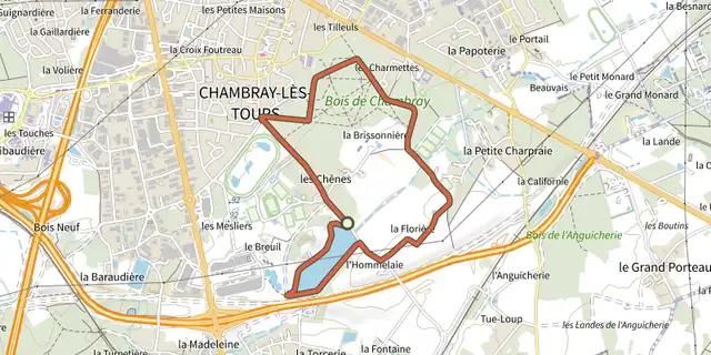 The Entre lac et bois terrain track on the IGN map