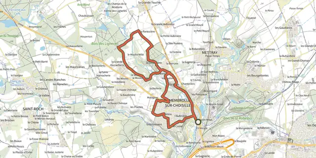 The Sentier de la Petite Choisille track on the OpenTopoMap map