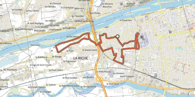 Tracé de Circuit du Plessis au Prieure sur le Plan IGN