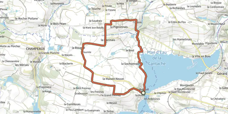 Map of the La Corbanne Loop track on the IGN map, with the start and numbered waypoints