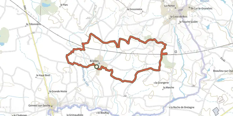 Map of the La Crossonière Loop track on the IGN map, with the start and numbered waypoints