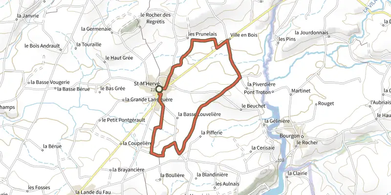 Map of the La Paillardière Loop track on the IGN map, with the start and numbered waypoints
