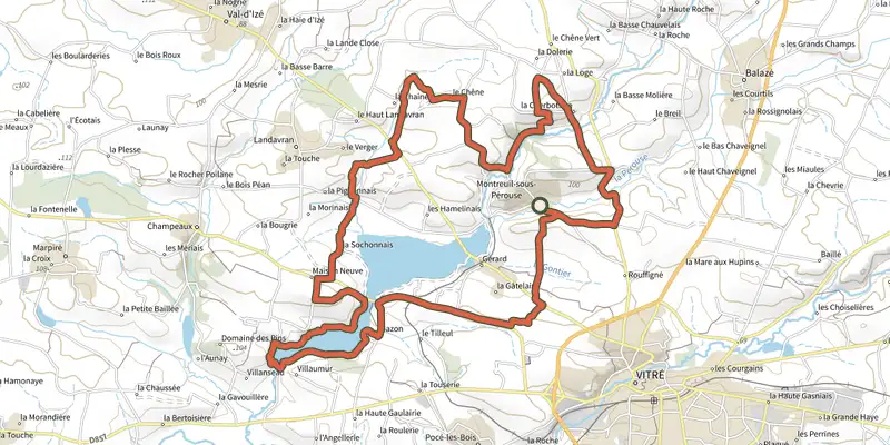 Map of the Ville Verte Loop track on the IGN map, with the start and numbered waypoints