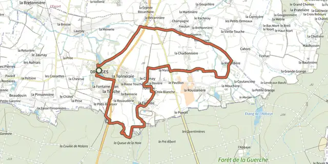 Tracé de Circuit des Ruisseaux sur le Plan IGN