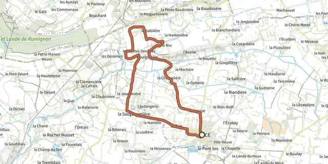 The Bocage Loop track on the IGN map