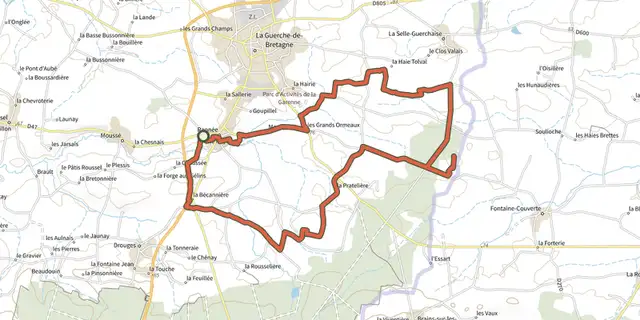 Tracé de Circuit du Chêne de la Vierge sur le Plan IGN