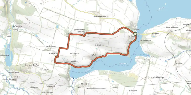 Map of the Menhir Trail track on the IGN map, with the start and numbered waypoints