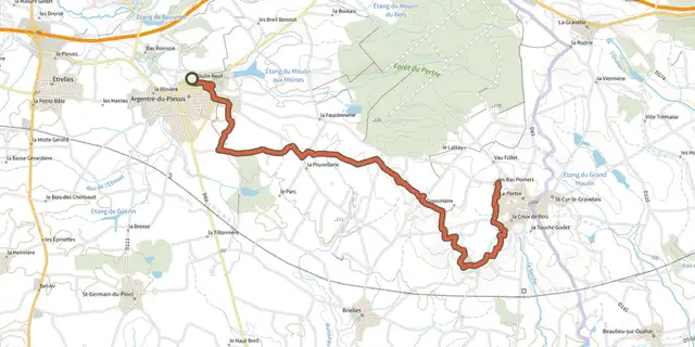 The Tour des Portes de Bretagne, Stage 2: Argentré-du-Plessis to Le Pertre track on the IGN map